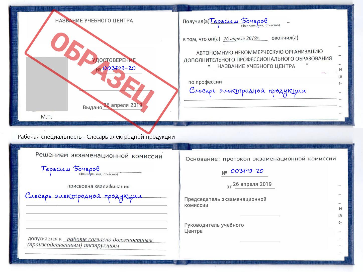 Слесарь электродной продукции Фролово