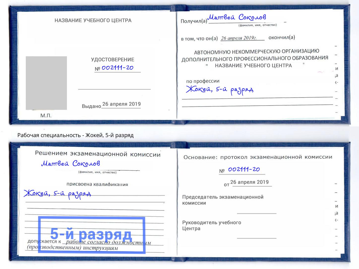 корочка 5-й разряд Жокей Фролово