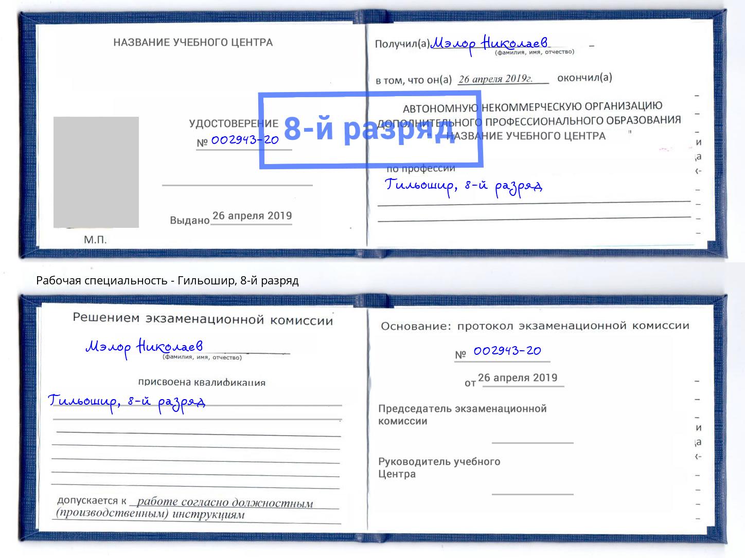 корочка 8-й разряд Гильошир Фролово